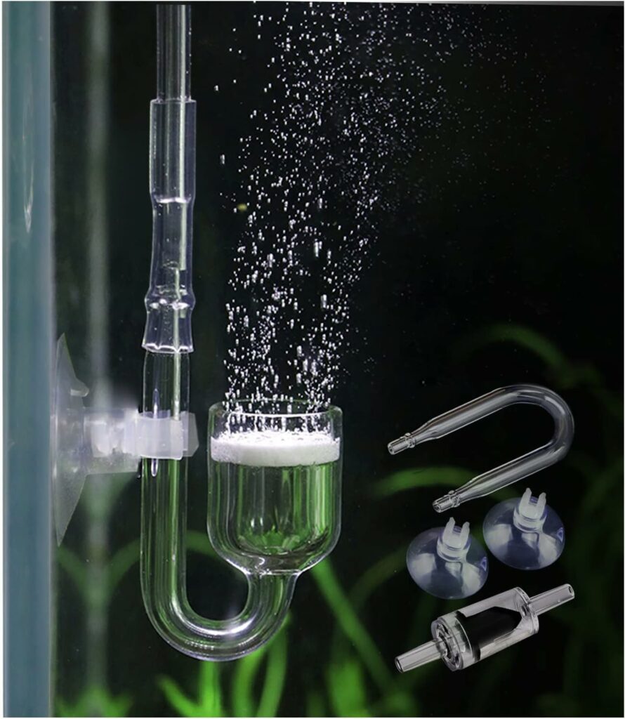 Clscea Aquarium Glass CO2 Diffuser Atomizer with U Tube Check Valve Suction Cup Premium Version