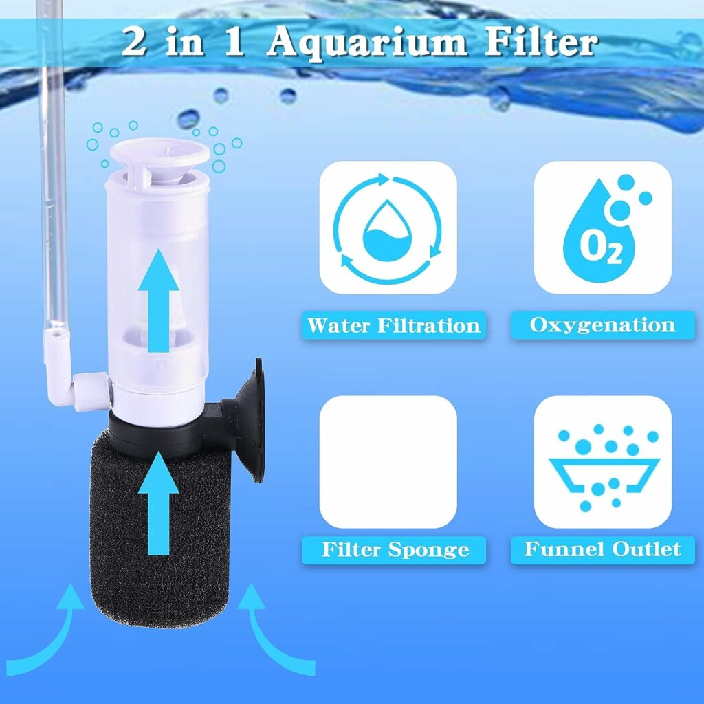 FORKPIE 2PCS Mini Aquarium Sponge Filter, Betta Shrimp Nano Fish Bio Foam Filter, Quiet Internal Fish Tank Filter for Fresh/Saltwater/Small Fish Tank Oxygenation Filtration