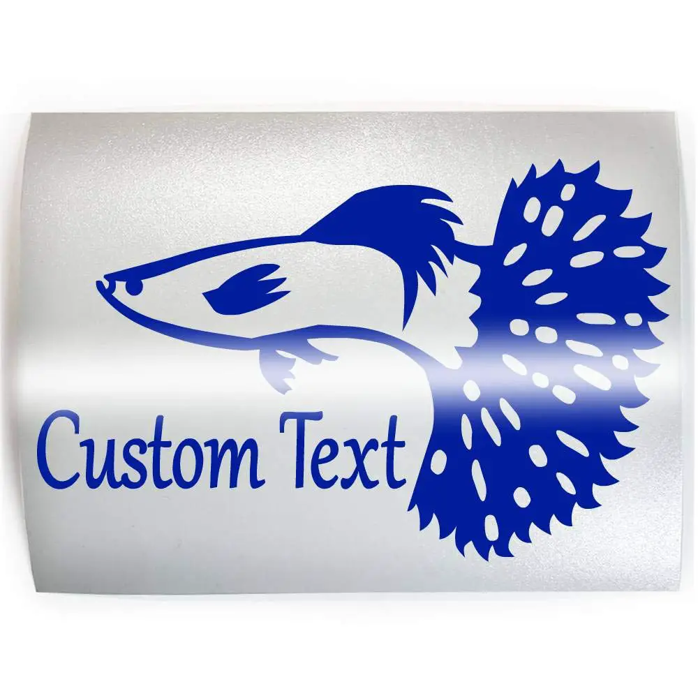 Guppy Fish CUSTOM WORDS TEXT - PICK COLOR  SIZE - Aquarium Guppies Keeper Breeder Vinyl Decal Sticker E