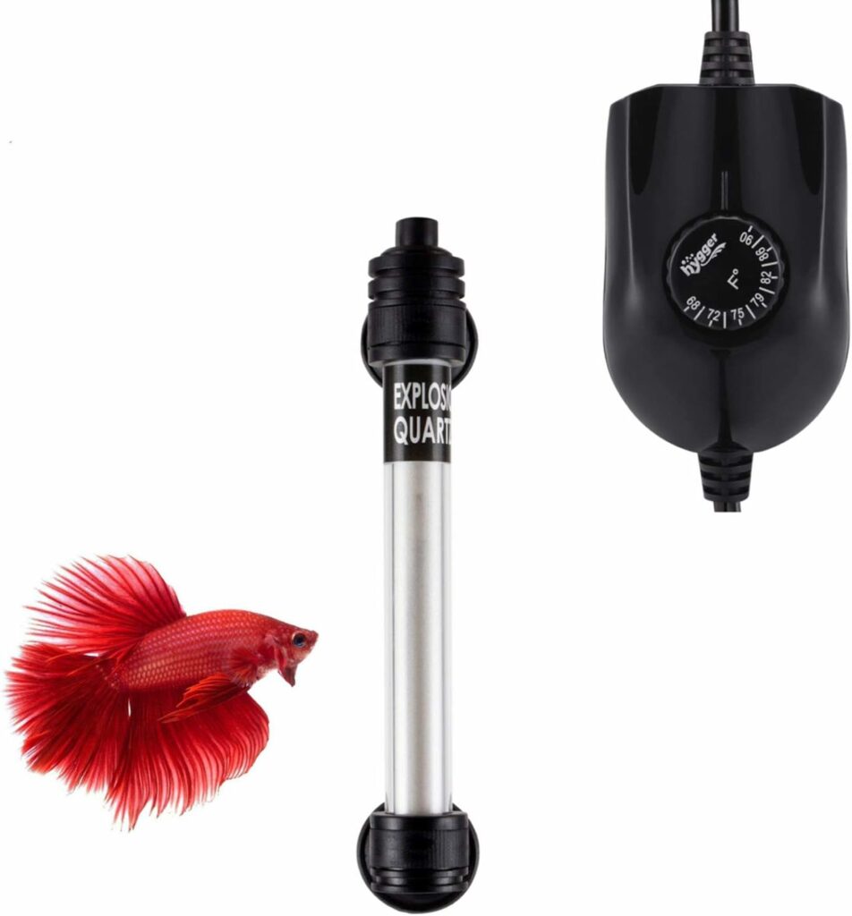 hygger 50W Mini Inline Quartz Glass Aquarium Heater with External Controller, Adjustable Submersible Betta Fish Tank Thermostat for 5-15 Gallon